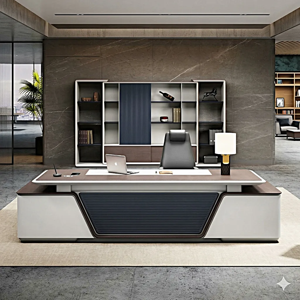 Eminence executive desk with side credenza