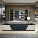 Eminence executive desk with side credenza