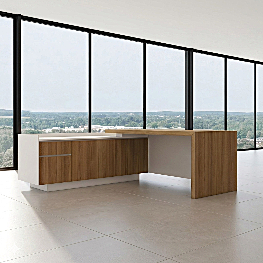 Yawn executive desk with side credenza