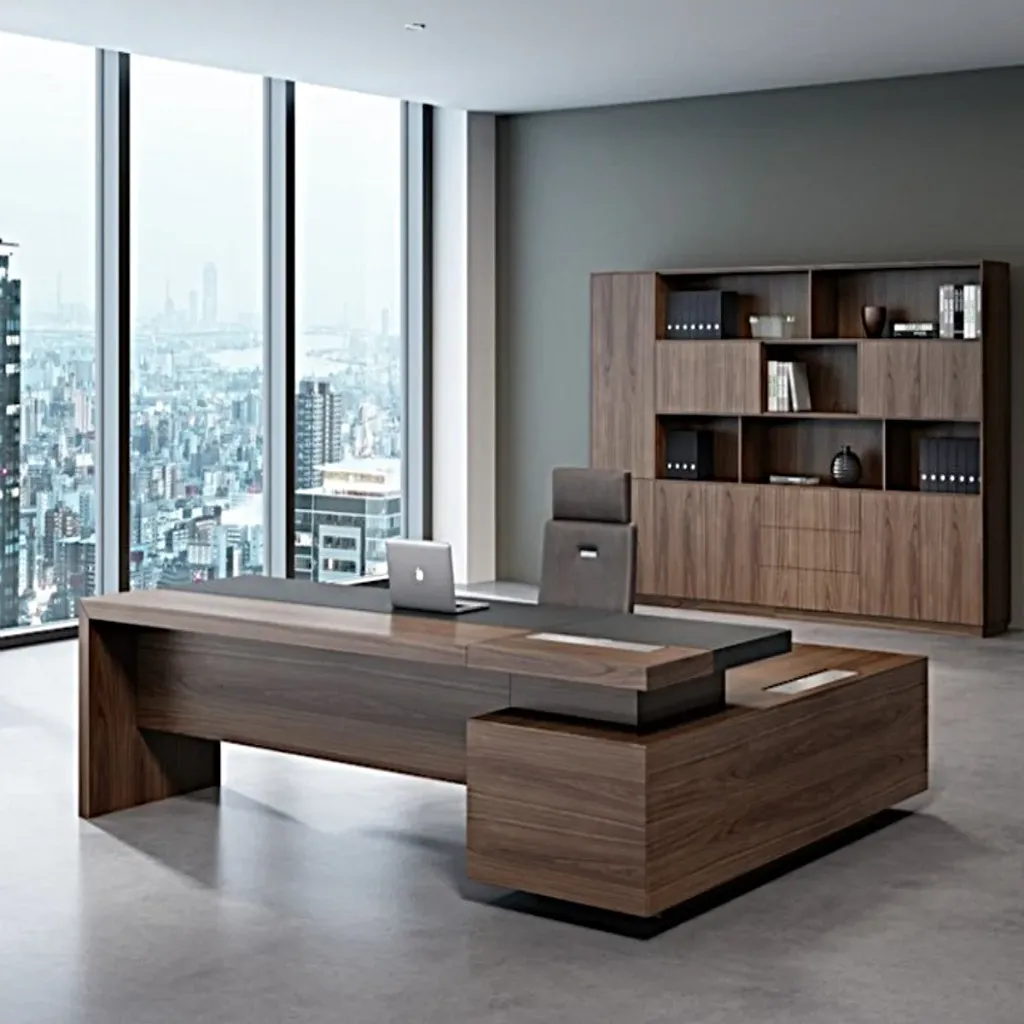 Milano executive desk with side credenza