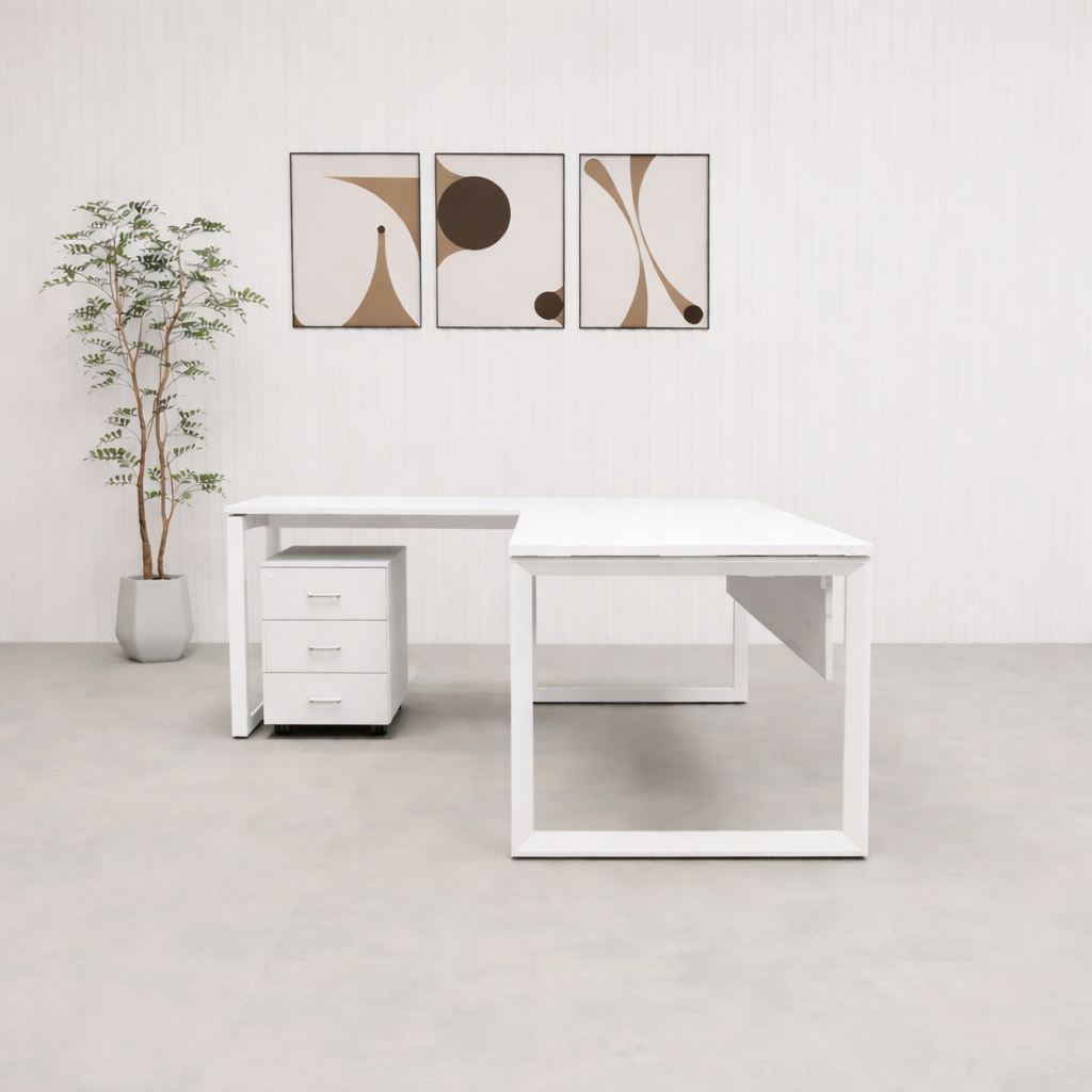 [OPO-LD-1616B-WL-WT] Opera executive desk with return (White, White, 1600, O)