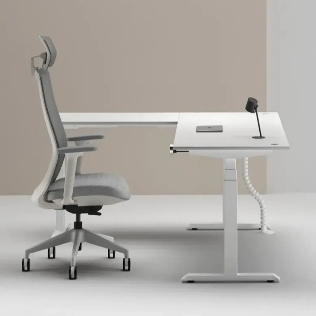 [MV-LD-1616B-WL-OA] Moov L-shape height adjustable desk (White, 1600)