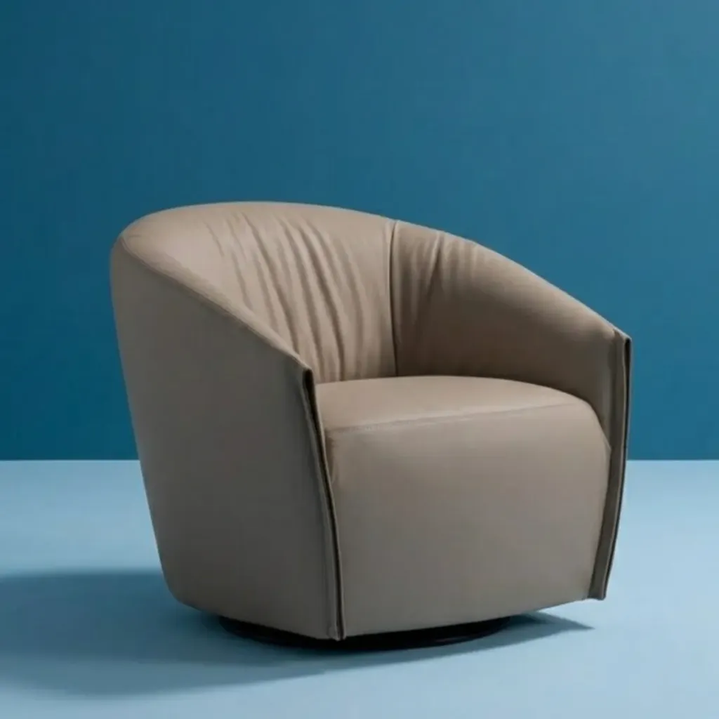 [KEITH-1S-BE-GL] Keith curved sofa (Single Seater, PVC Leather)