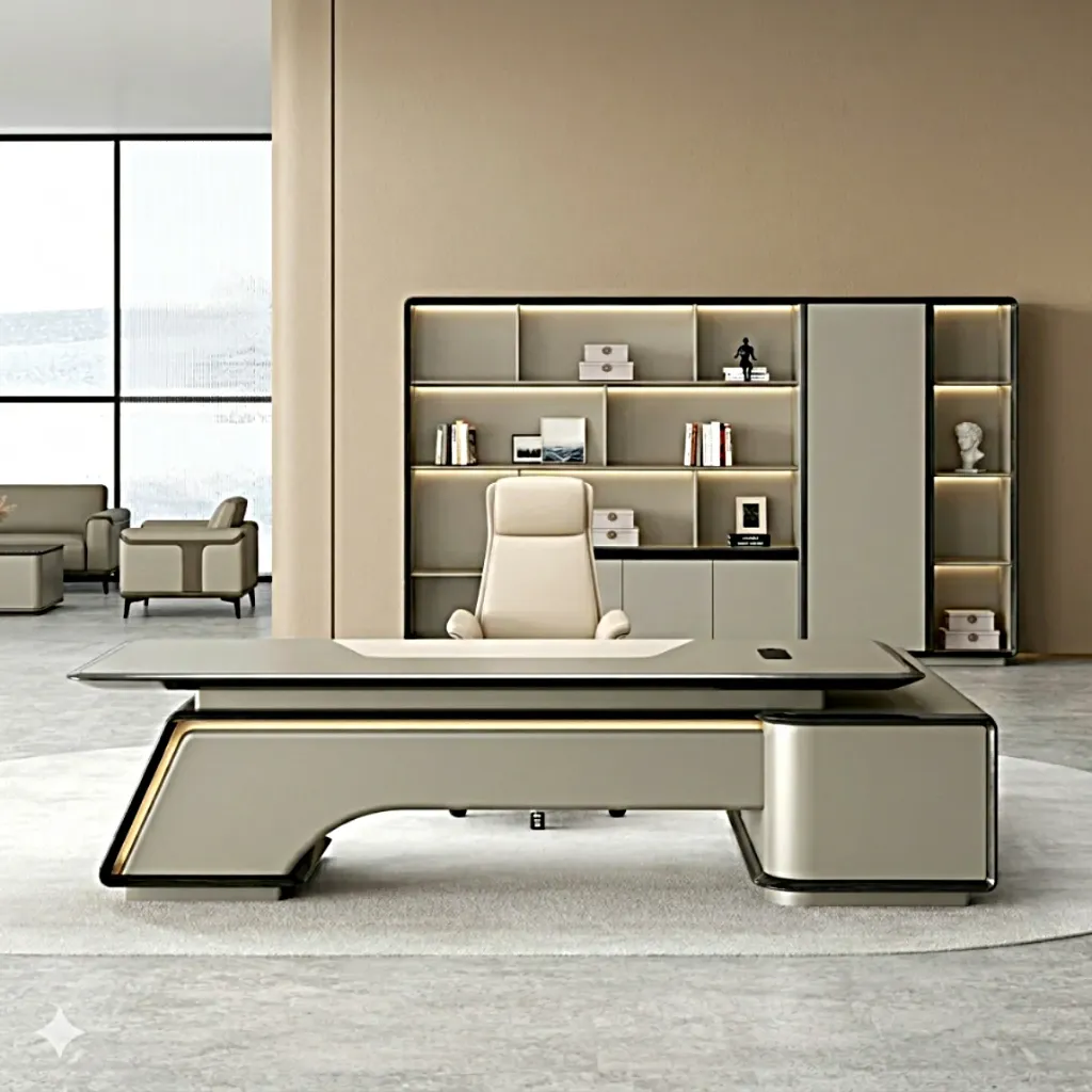 Aeon executive desk with side credenza