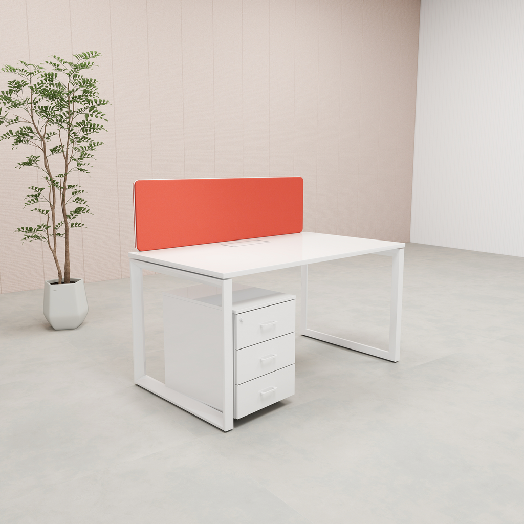 [OPO-WS1-1206-WL-WT-F1] Opera workstation (Linear of 1) (White, White, 1200)