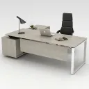 Opera executive desk with side credenza