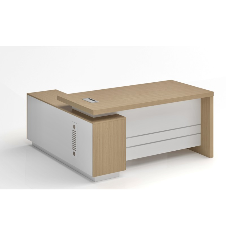 [APEX-160-OAK] Leader executive desk with side credenza (1600, Oak)