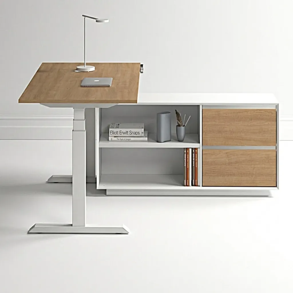 [MV-HDCS-1614B-WL-OA] Moov height adjustable desk with side cabinet (White, 1600)