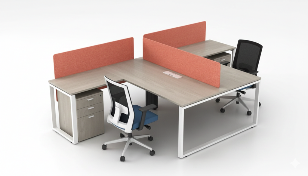 [OPO-WS1R-1414-WL-OA-F2] Opera L shape workstation (Single)(1400) (White)