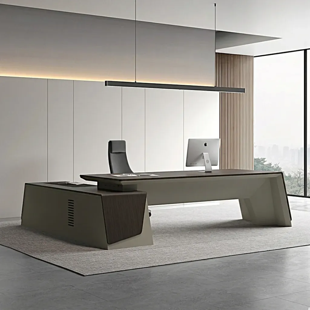 [ZY-2624-WN] Zayna Executive desk with side credenza