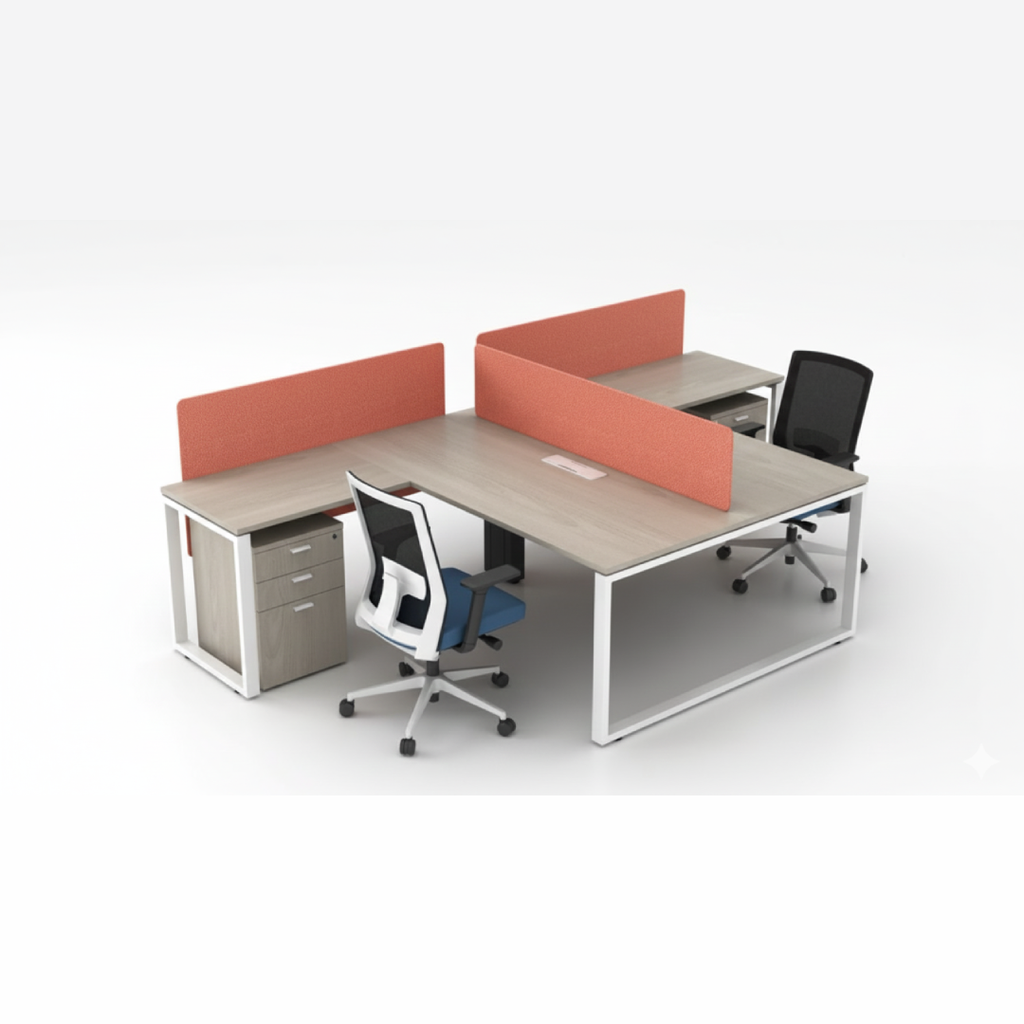 [OPO-WS1R-1616-WL-OA-F2] Opera L shape workstation (Single)(1600) (White)