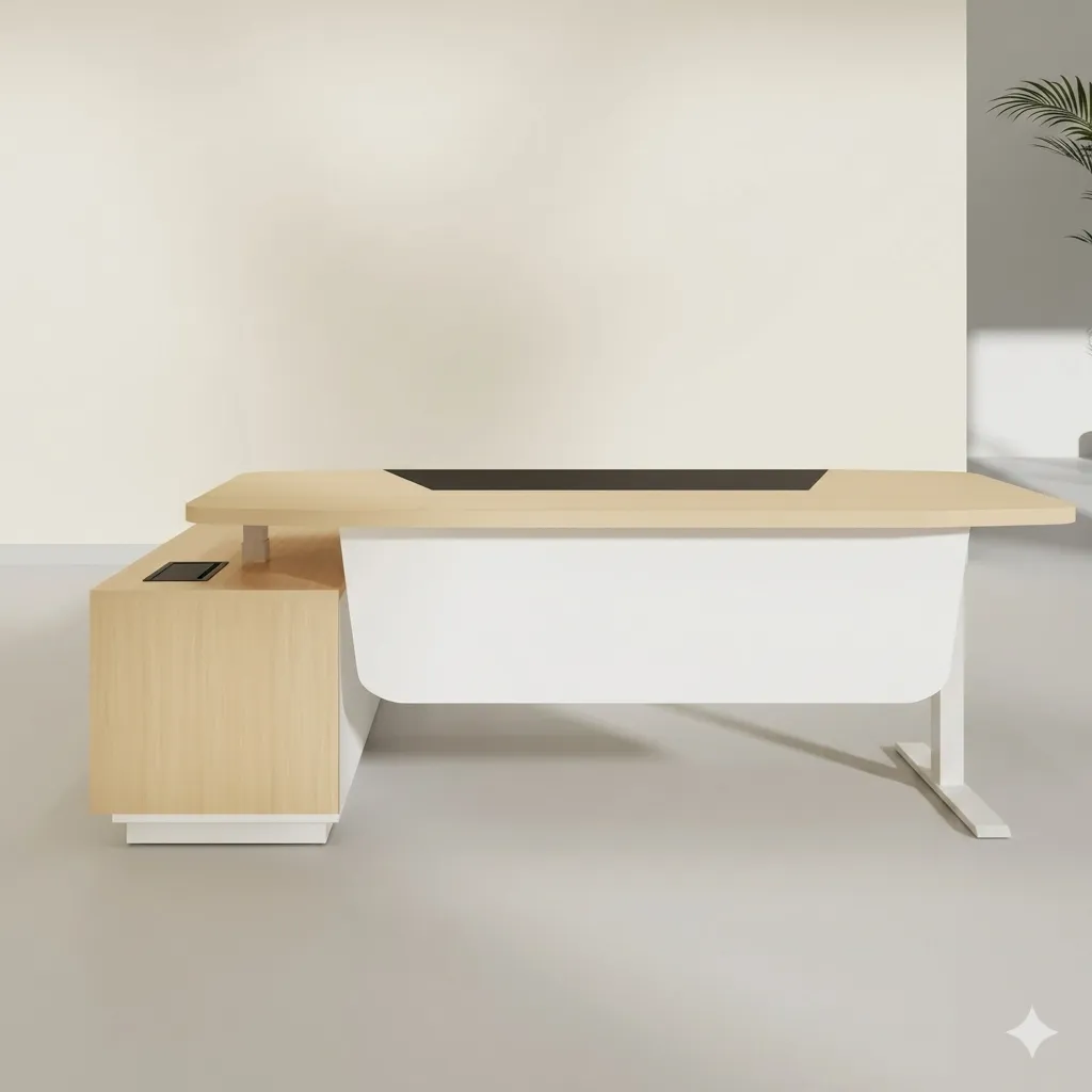 [MV-HDCZ-1818B-WL-OA] Moov height adjustable desk with side credenza (White)